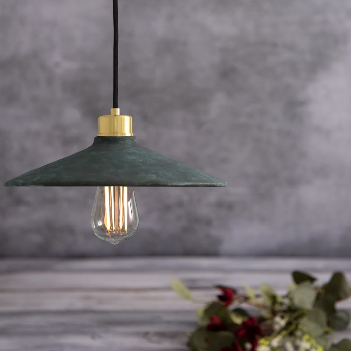 Organic Ceramic Pendant Light 28cm Blue Earth Edison Style Bulb Fixture NALANI