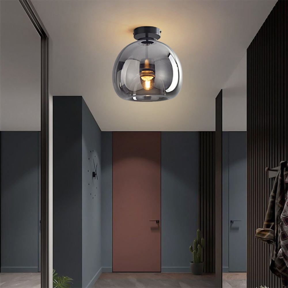 Retro Copper Glass Modern Ceiling Lights Black D25cm*H17cm NALANI