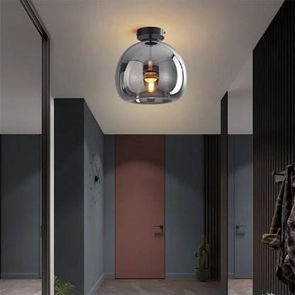 Retro Copper Glass Modern Ceiling Lights Black D25cm*H17cm NALANI