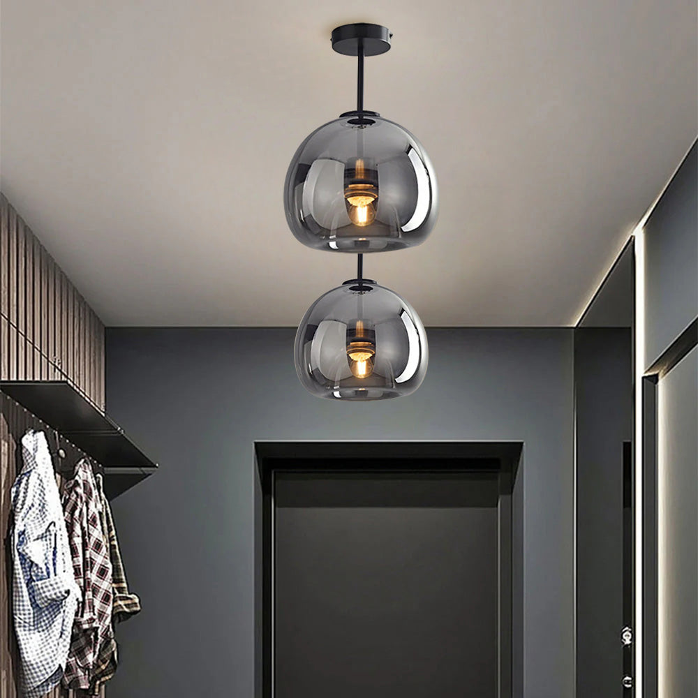 Retro Copper Glass Modern Ceiling Lights Black D25cm*H29cm NALANI