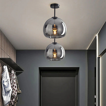 Retro Copper Glass Modern Ceiling Lights Black D25cm*H29cm NALANI