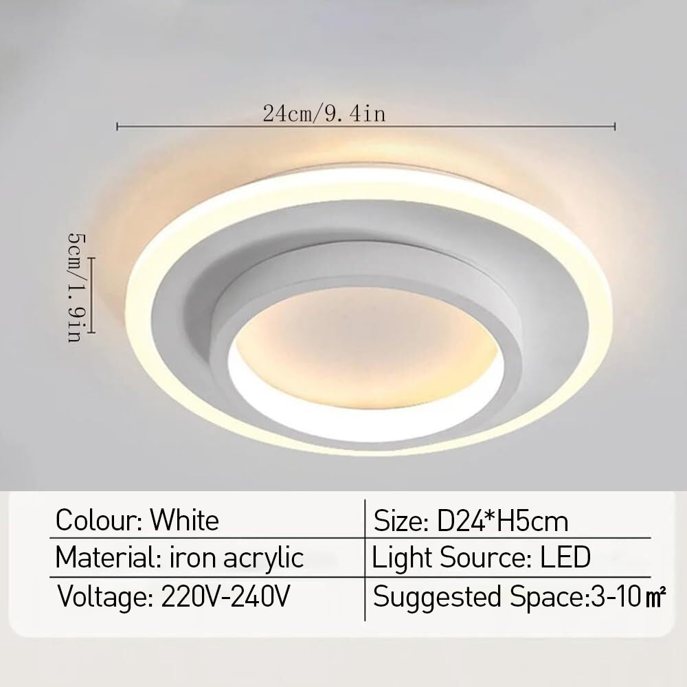 Round Metal Acrylic LED Hallway Ceiling Lights for Modern Spaces NALANI