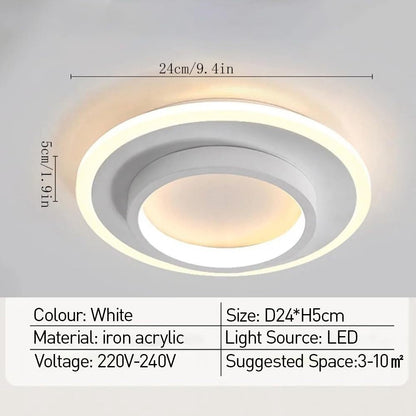 Round Metal Acrylic LED Hallway Ceiling Lights for Modern Spaces NALANI
