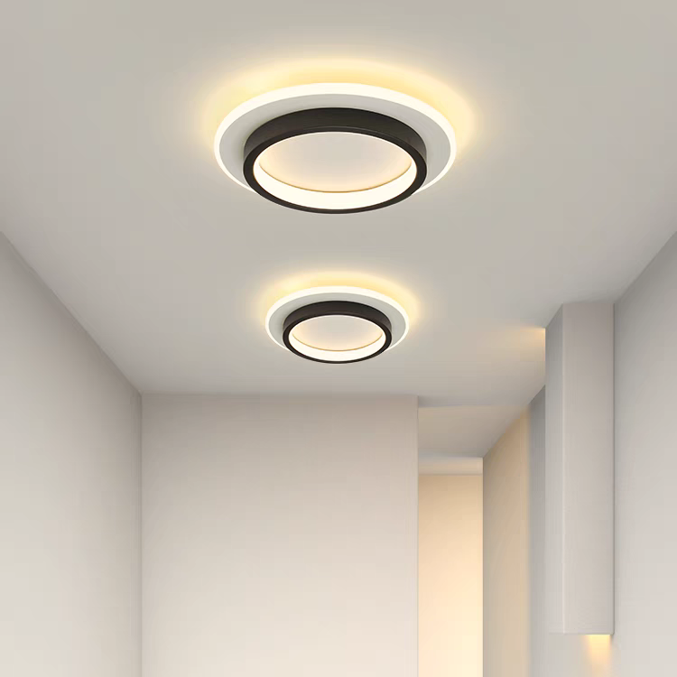 Round Metal Acrylic LED Hallway Ceiling Lights for Modern Spaces Black Warm Light NALANI