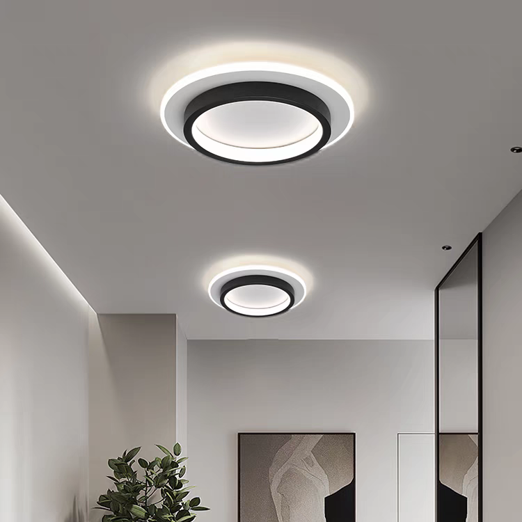 Round Metal Acrylic LED Hallway Ceiling Lights for Modern Spaces Black NALANI