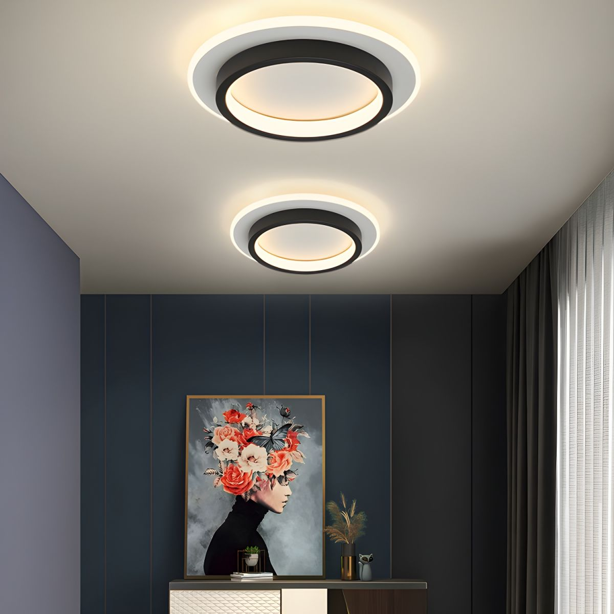 Round Metal Acrylic LED Hallway Ceiling Lights for Modern Spaces NALANI
