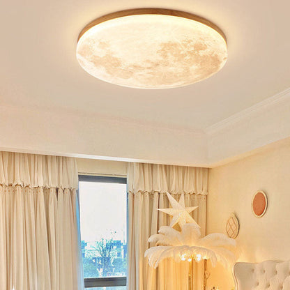 Simple Minimalist Moon Round LED Ceiling Light for Modern Homes Wood NALANI