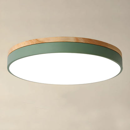 Wooden Round Shape Flush Ceiling Lights For Living Room NALANI