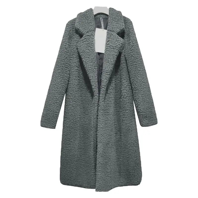 Warm Soft Long Teddy Winter Coat For Stylish Warmth Gray NALANI