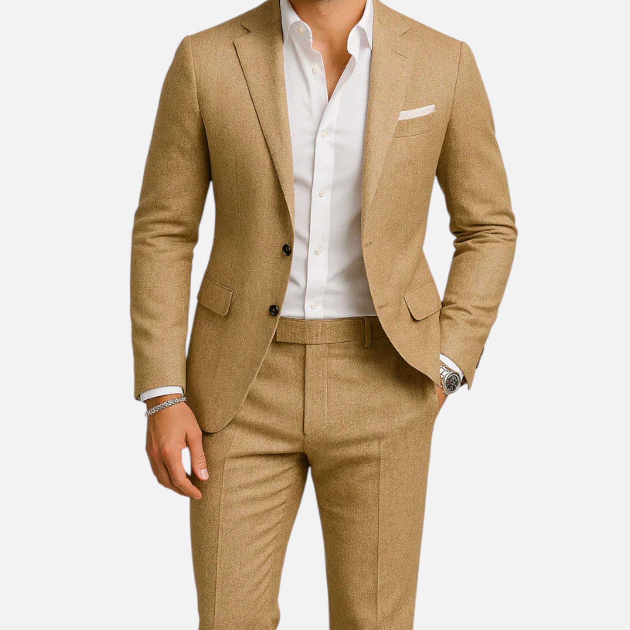 Men's Linen Suit - 2-Piece Classic Summer Casual Suit