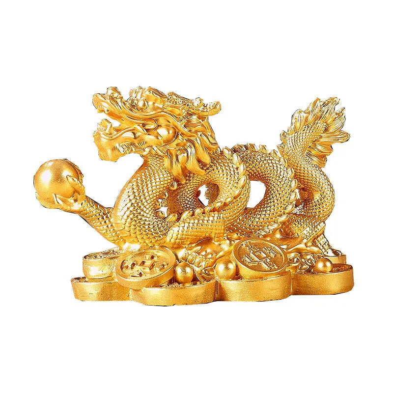 Auspicious Money Dragon Statuette Resin Feng Shui Sculpture for Home NaLani