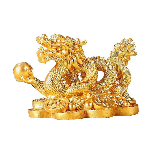 Auspicious Money Dragon Statuette Resin Feng Shui Sculpture for Home NaLani