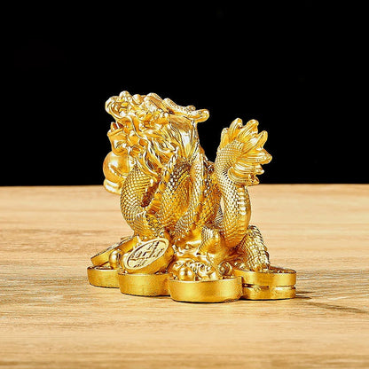 Auspicious Money Dragon Statuette Resin Feng Shui Sculpture for Home NaLani