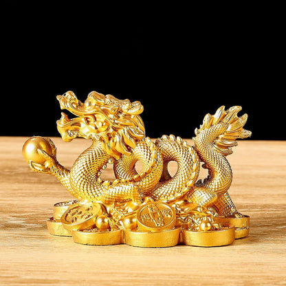 Auspicious Money Dragon Statuette Resin Feng Shui Sculpture for Home NaLani