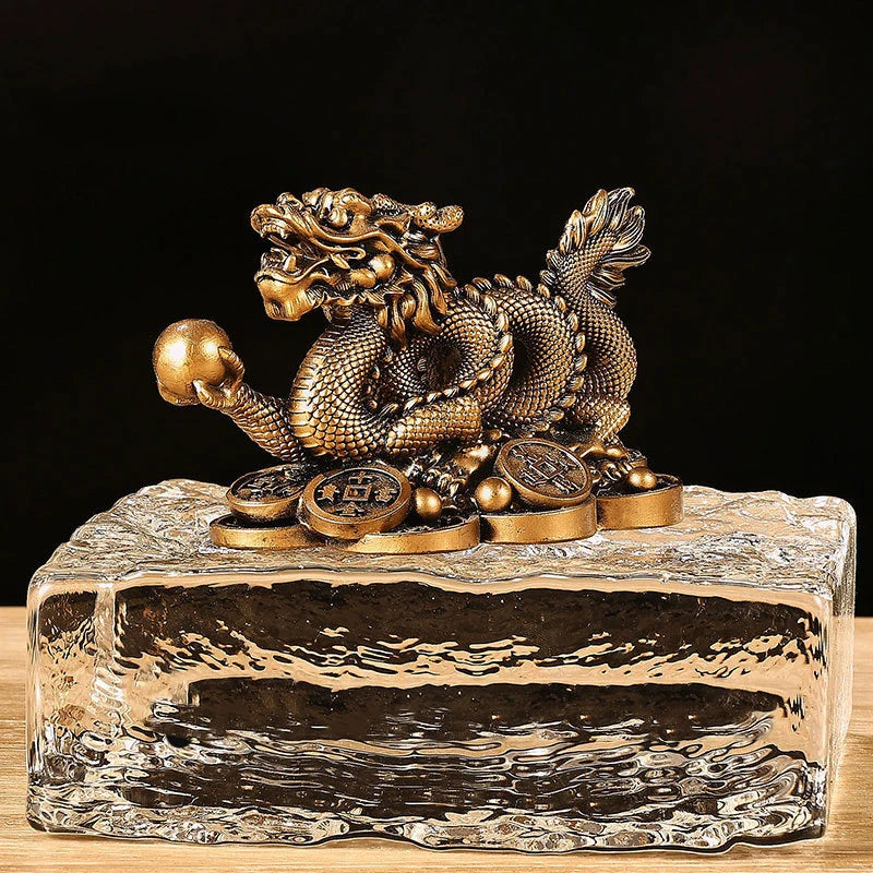Auspicious Money Dragon Statuette Resin Feng Shui Sculpture for Home Lyxis NaLani