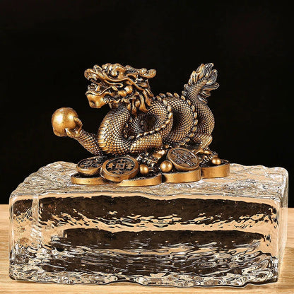 Auspicious Money Dragon Statuette Resin Feng Shui Sculpture for Home Lyxis NaLani