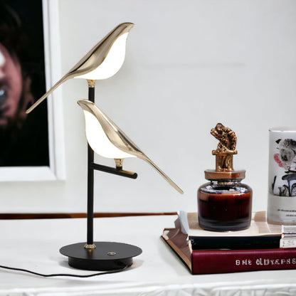 Post Modern LED Table Lamp with Stylish Golden Bird Accent Calora