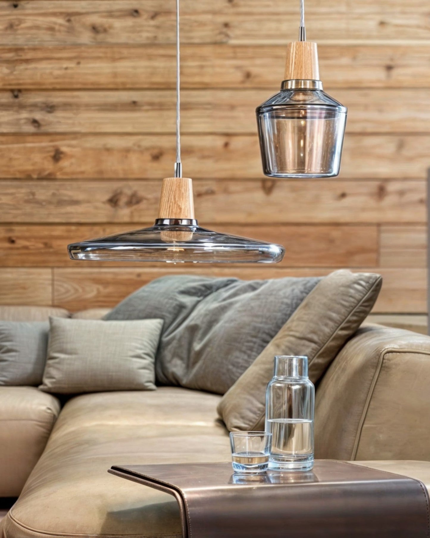 Navetti | Loft lamp - Modern Nordic glass lamps with wooden base, E27 NALANI