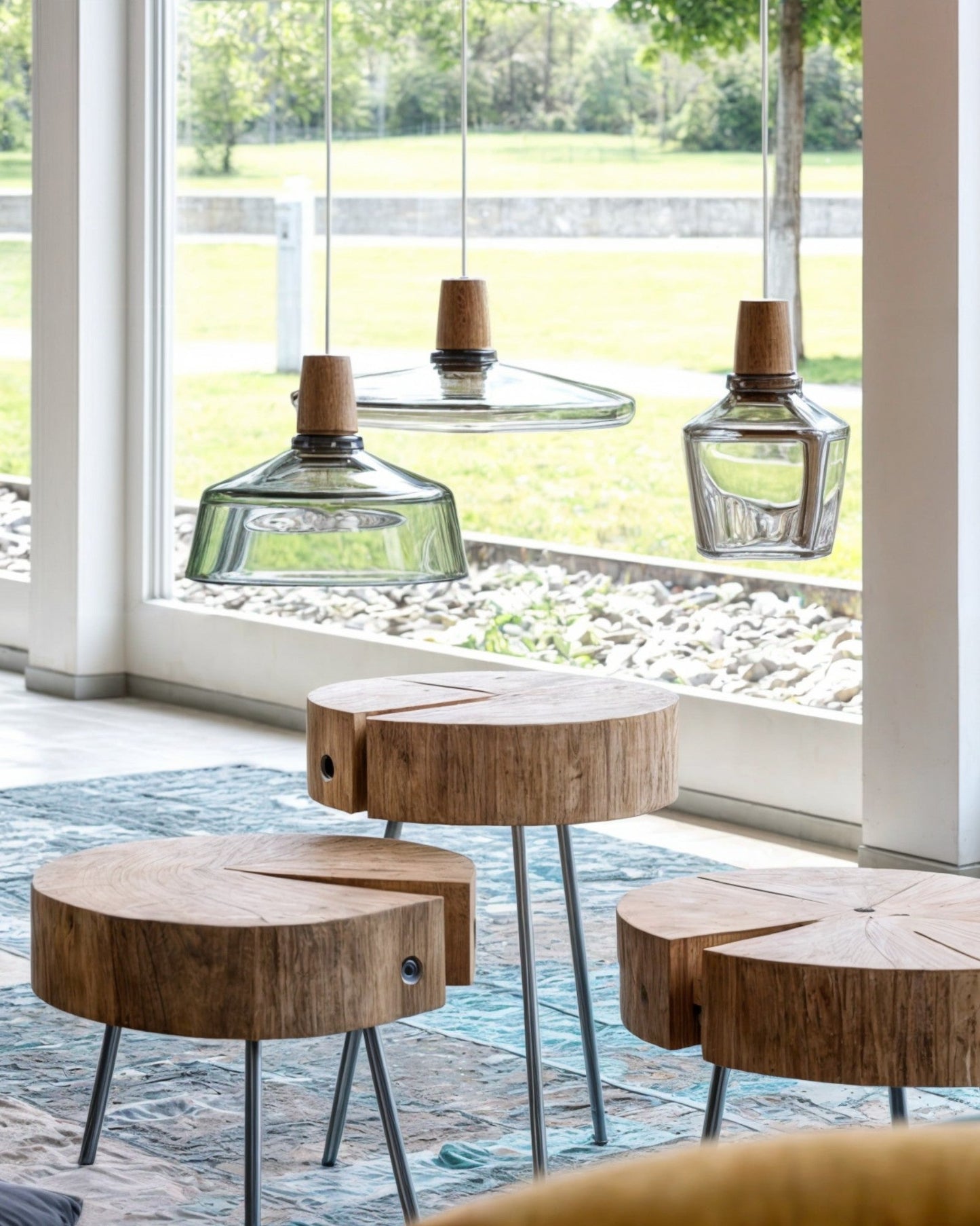 Navetti | Loft lamp - Modern Nordic glass lamps with wooden base, E27 NALANI