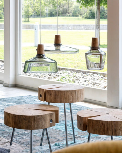 Navetti | Loft lamp - Modern Nordic glass lamps with wooden base, E27 NALANI