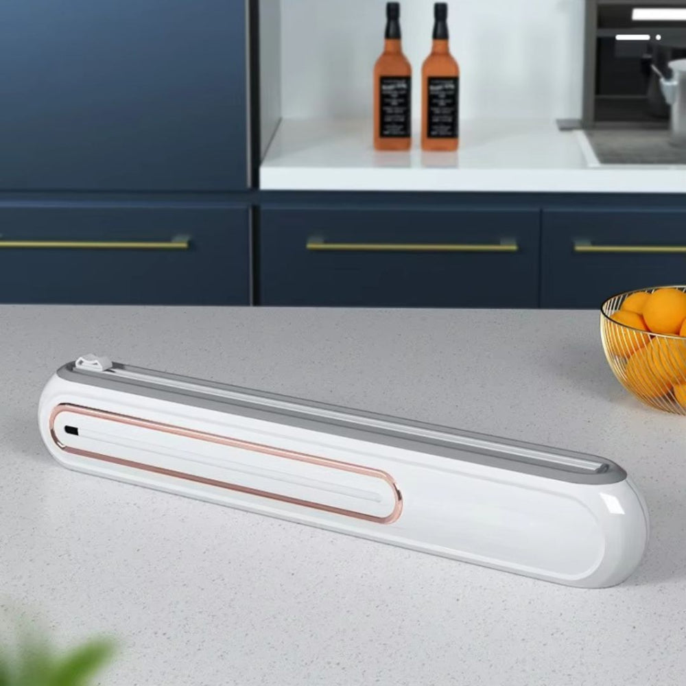 Compact Magnetic Cling Film Dispenser With Built In Cutter White NALANI