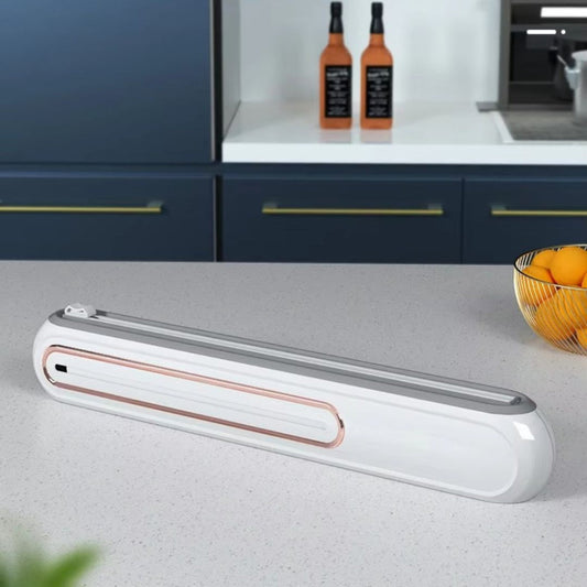 Compact Magnetic Cling Film Dispenser With Built In Cutter White NALANI