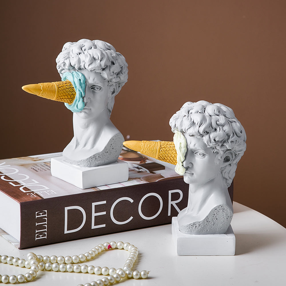 David Ice Cream Statue Home Decor for Creative Bookshelf Display NaLani