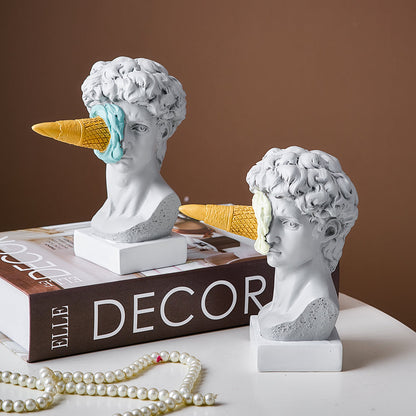 David Ice Cream Statue Home Decor for Creative Bookshelf Display NaLani