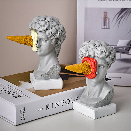 David Ice Cream Statue Home Decor for Creative Bookshelf Display NaLani