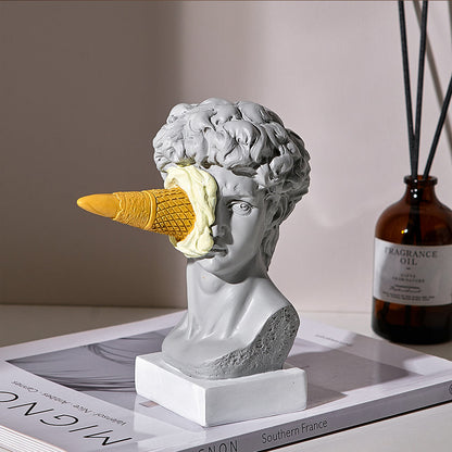 David Ice Cream Statue Home Decor for Creative Bookshelf Display NaLani