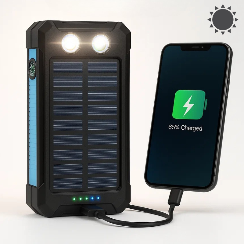 500000mAh Solar Power Bank Waterproof External Charger Blue NALANI