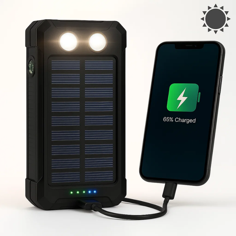 500000mAh Solar Power Bank Waterproof External Charger Black NALANI