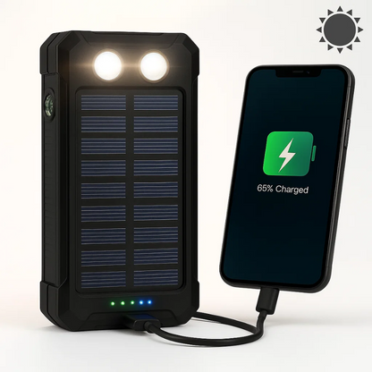 500000mAh Solar Power Bank Waterproof External Charger Black NALANI