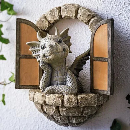 Dragon Shaped Resin Lawn Sculpture Gothic Fantasy Garden Decoration NaLani