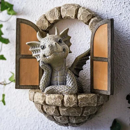 Dragon Shaped Resin Lawn Sculpture Gothic Fantasy Garden Decoration Dravik NaLani