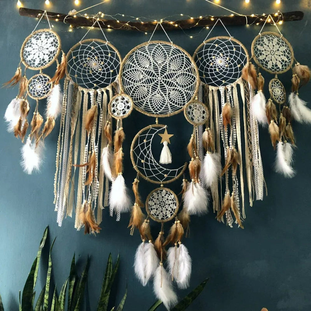 Boho Wall Hanging Dreamcatcher Set For Cozy Home Decor Brown NALANI
