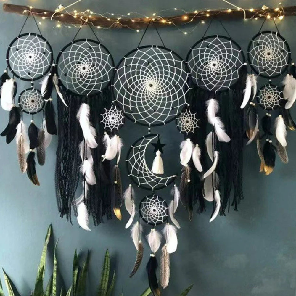 Boho Wall Hanging Dreamcatcher Set For Cozy Home Decor Black NALANI