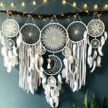 Boho Wall Hanging Dreamcatcher Set For Cozy Home Decor White NALANI