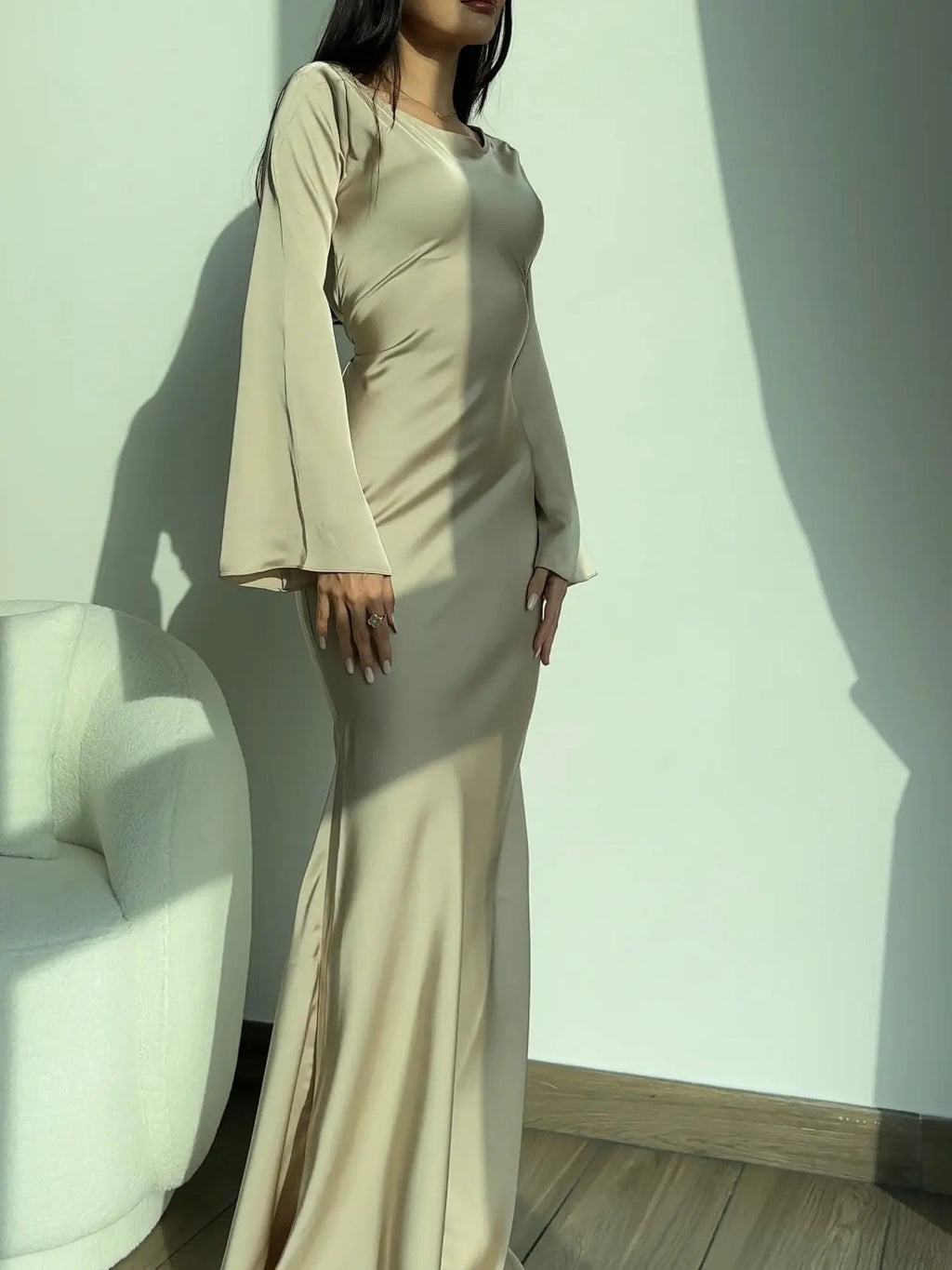 Women’s Long Sleeve Dress | Maxi With Clean Lines And Sleek Silhouette For Day To Night Wear, Effortless Maxi
