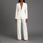 Women’s Blazer And Wide Leg Trousers Tailored Suit Set | Button Front For Workwear Office