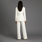 Women’s Blazer And Wide Leg Trousers Tailored Suit Set | Button Front For Workwear Office
