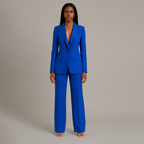 Women’s Blazer And Wide Leg Trousers Tailored Suit Set | Button Front For Workwear Office