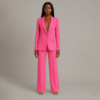 Women’s Blazer And Wide Leg Trousers Tailored Suit Set | Button Front For Workwear Office