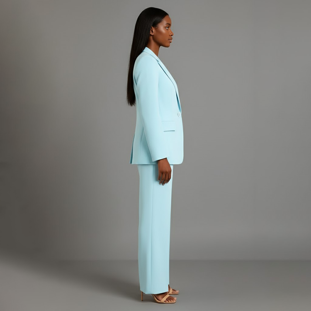 Women’s Blazer And Wide Leg Trousers Tailored Suit Set | Button Front For Workwear Office