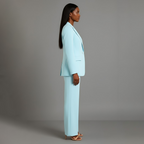 Women’s Blazer And Wide Leg Trousers Tailored Suit Set | Button Front For Workwear Office