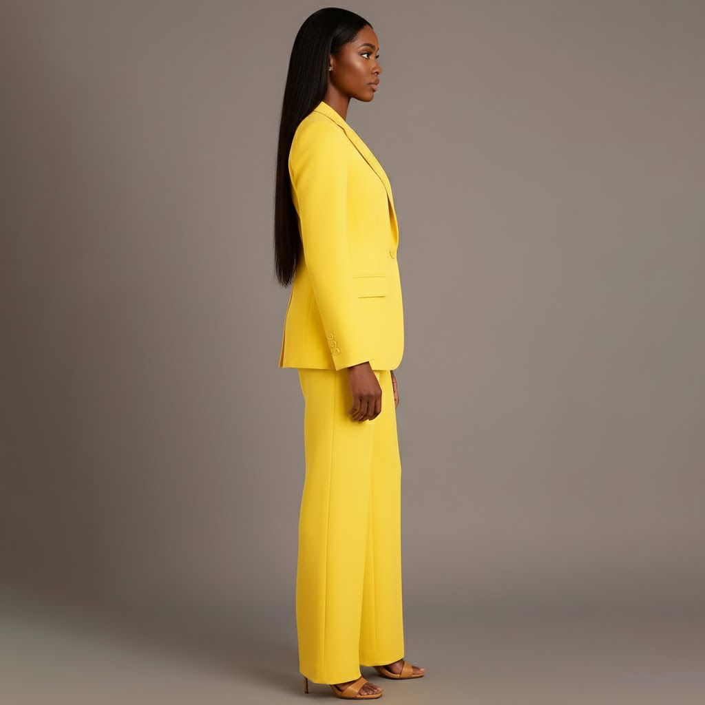 Women’s Blazer And Wide Leg Trousers Tailored Suit Set | Button Front For Workwear Office
