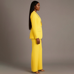 Women’s Blazer And Wide Leg Trousers Tailored Suit Set | Button Front For Workwear Office
