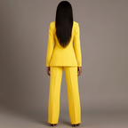 Women’s Blazer And Wide Leg Trousers Tailored Suit Set | Button Front For Workwear Office