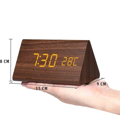 Minimalist Wooden Alarm Clock with LED Display for Modern Decor Calora