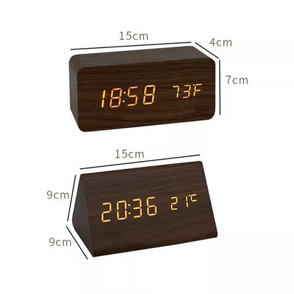 Minimalist Wooden Alarm Clock with LED Display for Modern Decor Calora